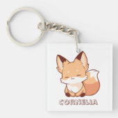 Porte-clés Cute Little Smiling Fox Personalized Name  (Devant)