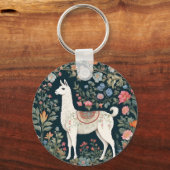 Porte-clés Cute Llama Élégant Floral (Verso)