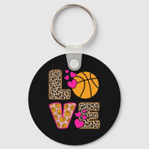 Porte-clés Cute Love Basketball Leopard Print Women Girls Bas