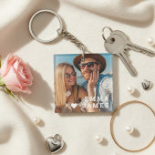 Porte-clés Cute Love Heart Photo Couples Personalized Names