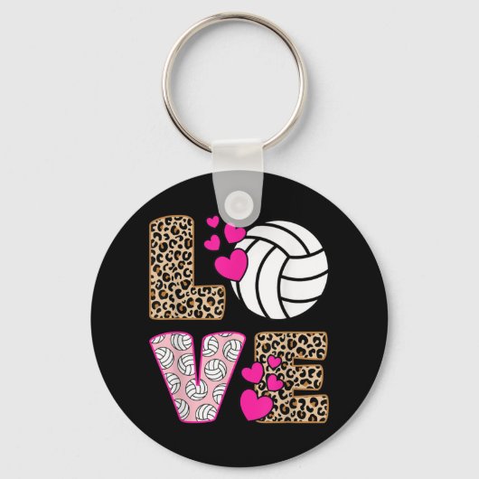 Porte-clés Cute Love Volleyball Empreinte de léopard Femmes V (Recto)