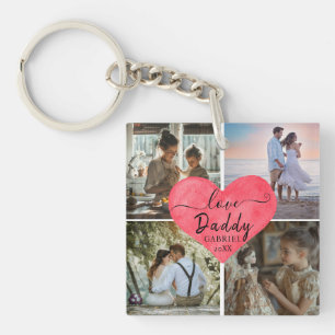 Porte-clés Cute Love You 'Papa' Photo personnalisée Collage C