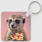 Porte-clés Cute Meerkat avec lunettes et pizza (Dos)