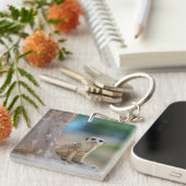 Porte-clés Cute Meerkat Sat sur arbre (Devant Droit)