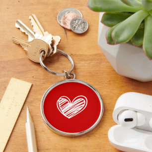 Porte-clés Cute Moderne Coeurs Rouge Simple Valentines Jour C