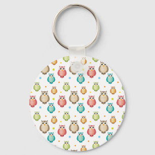 Porte-clés Cute Multicolor Owls Pattern