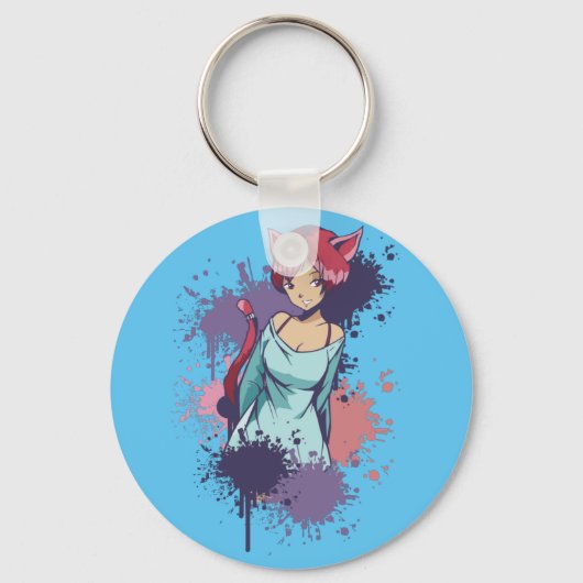 Porte-clés Cute Neko Girl (Recto)