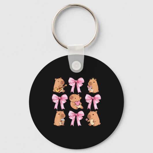 Porte-clés Cute Nk Coquette Bow Kawaii Capybara Lover  (Recto)