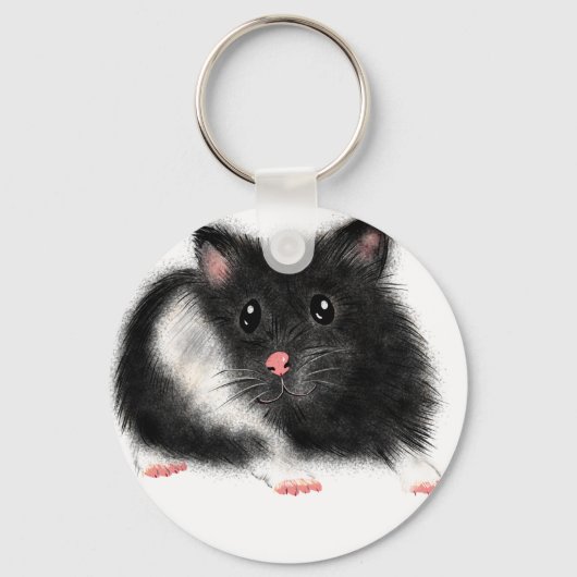 Porte-clés Cute noir blanc hamster syrien cadeaux accessoires (Recto)