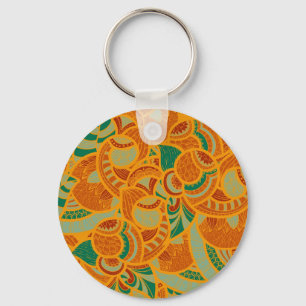 Porte-clés Cute orange abstrait fleurs sans soudure carreaux