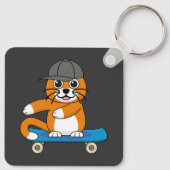 Porte-clés Cute Orange Chat sur Skateboard Cartoon (Dos)