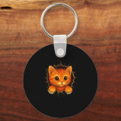 Porte-clés Cute Orange Kitten Cracks Mug Wall Funny Cat Lover (Recto)