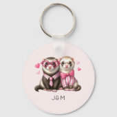 Porte-clés Cute Otter Couple dans Love Valentine's Day (Recto)