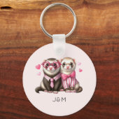 Porte-clés Cute Otter Couple dans Love Valentine's Day (Recto)