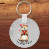 Porte-clés Cute Otter I love YOU with all my Heart (Recto)