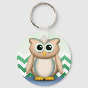 Porte-clés Cute Owl - Porte - clé Chevron bleu et vert