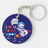 Porte-clés Cute Panda Bear Sur Rocket Ship Kids Personnalisé (Dos)