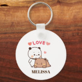 Porte-clés Cute Panda Ours Amour Monogramme (Verso)