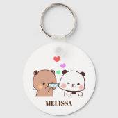 Porte-clés Cute Panda Ours Amour Monogramme (Recto)