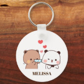 Porte-clés Cute Panda Ours Amour Monogramme (Verso)