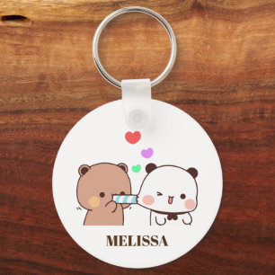 Porte-clés Cute Panda Ours Amour Monogramme