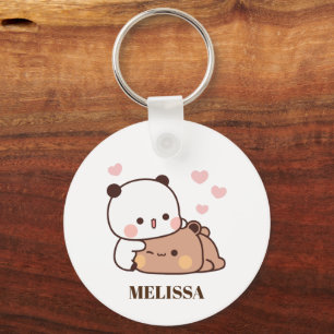 Porte-clés Cute Panda Ours Amour Monogramme