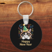 Porte-clés Cute Party Cat Happy New Year Funny New Year’s Eve (Recto)