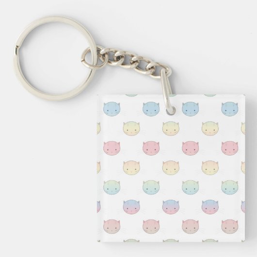 Porte-clés Cute Pastel Kitty Chat Façades Motif (Devant)