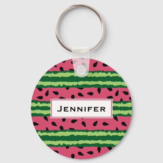 Porte-clés Cute pastèque Motif rose et vert (Recto)