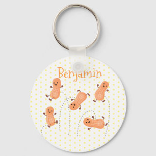 Porte-clés Cute peanut cartoon illustration yellow polka dots