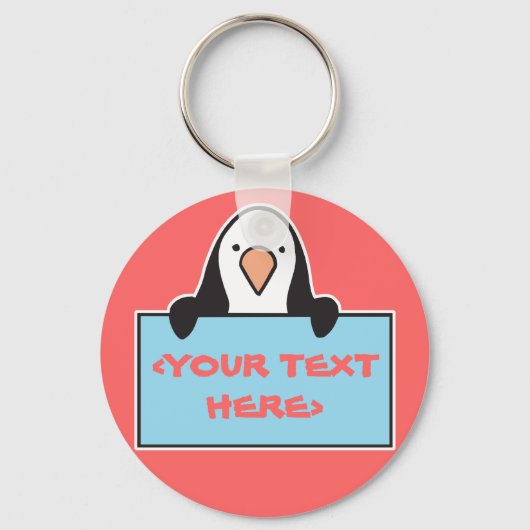 PORTE-CLÉS CUTE PENGUIN WITH CUSTOM SIGN, <YOUR TEXT HERE> (Recto)
