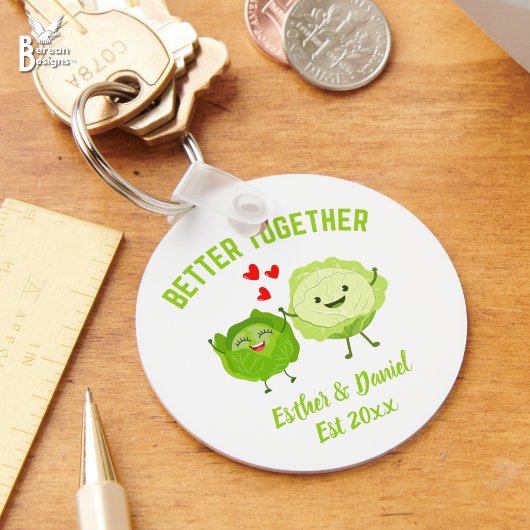 Porte-clés Cute Personalized Kawaii Cabbage Valentine Couples