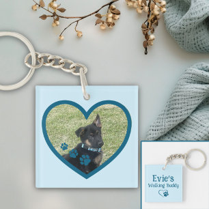 Porte-clés Cute Personnalisé Chien Marcher Buddy Heart Photo