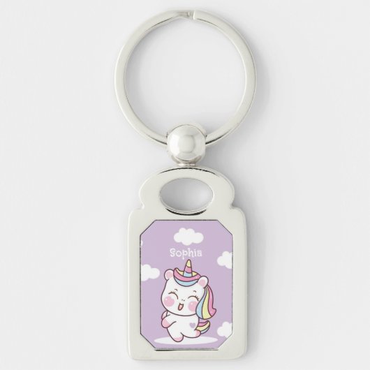 Porte-clés Cute Personnalisé Kawaii Whimsical Unicorn (Devant)