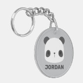 Porte-clés Cute petit ours Panda avec nom personnalisé (Devant gauche)