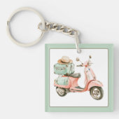 Porte-clés Cute Pink and Aqua Coastal Scooter (Devant)
