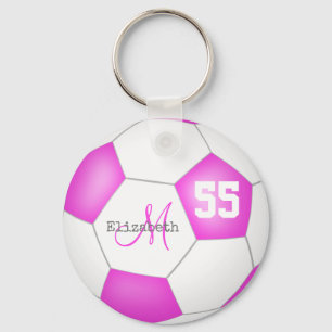 Porte-clés cute pink and white girls' soccer