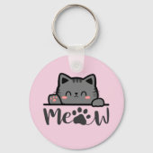 Porte-clés Cute Pink Cat Meow Porte - clé pour Amoureux de le (Verso)