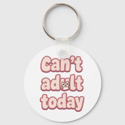 Porte-clés Cute Pink Graphic with Peeking Cat (Recto)