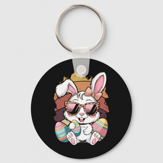 Porte-clés Cute Pink Plaid Pattern Easter Bunny Face Rabbit E (Recto)