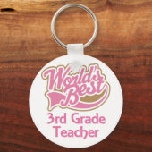Porte-clés Cute Pink Worlds Best 3rd Grade Teacher (Recto)