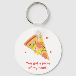Porte-clés Cute Pizza of my Heart Pun Love Humor