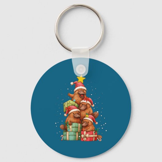 Porte-clés Cute Platypus Le Christmas Tree Xmas Hat (Recto)