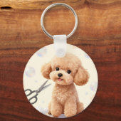 Porte-clés Cute Poodle Grooming Bubbles Scissors (Verso)
