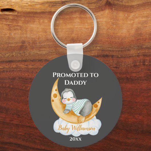 Porte-clés Cute promu à papa bébé pingouin (Recto)