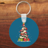 Porte-clés Cute Pug Le Dog Christmas Tree Xmas Hat Long Sleev (Recto)