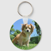 Porte-clés Cute Puppy in Garden Photo (Verso)