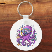 Porte-clés Cute Purple Octopus Treasure Hunter (Verso)