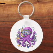 Porte-clés Cute Purple Octopus Treasure Hunter (Recto)