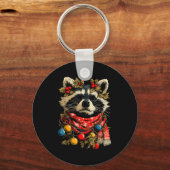 Porte-clés Cute Raccoon F Christmas Lights Festive Forest Ani (Recto)